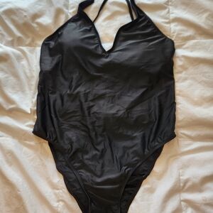 Black One-Piece Swimsuit Strappy Back